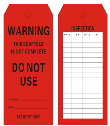 Professional Customized Scaffold Pvc Safety Tags