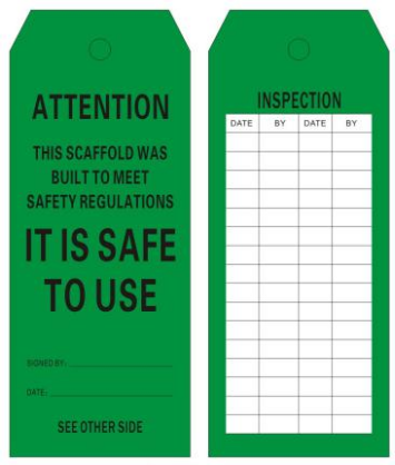 Professional Customized Scaffold Pvc Safety Tags
